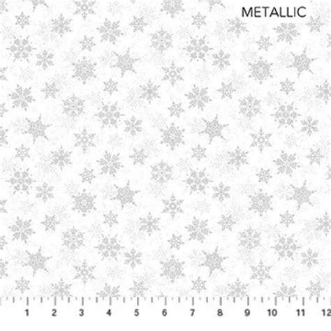 White Metallic Snowflake Fabric 